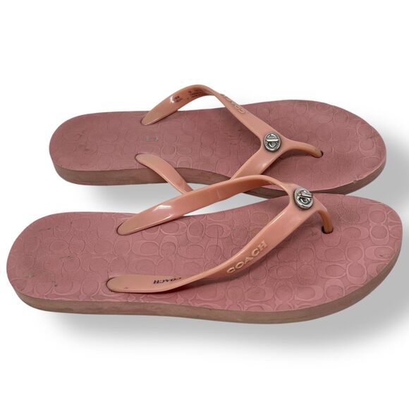 COACH Abbigail Rubber ROSE Turnlock Flip Flops Sz 7 - Picture 1 of 8